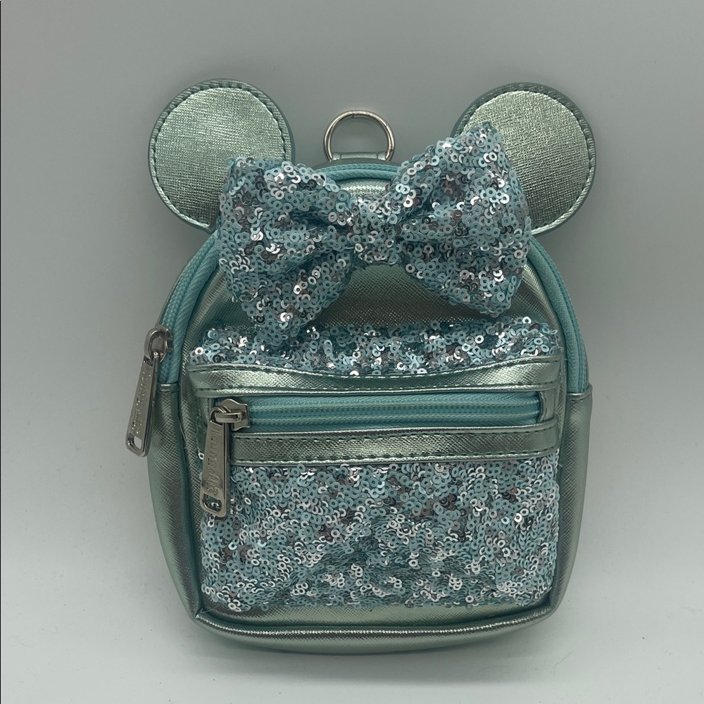 Disney LOUNGEFLY Arendelle Aqua Frozen Sequined Backpack Wristlet Minnie Ear Bag